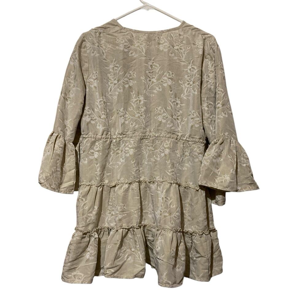 Blue Island Women’s Swim Cover Up Size Medium‎ Beige Bell Sleeve Tassels